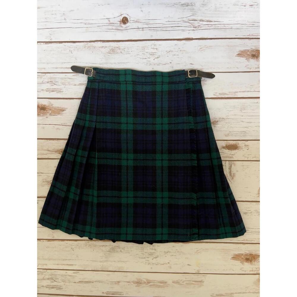 VTG Laired- Porch Pleated Tartan Unisex Skirt with Adjustable Leather Straps